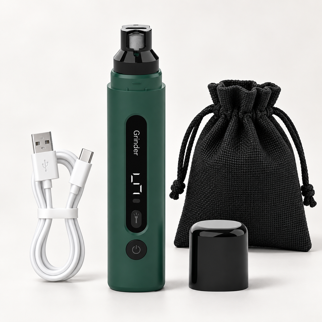 CLAWVERA pet nail grinder kit with charging cable protective cap and storage pouch